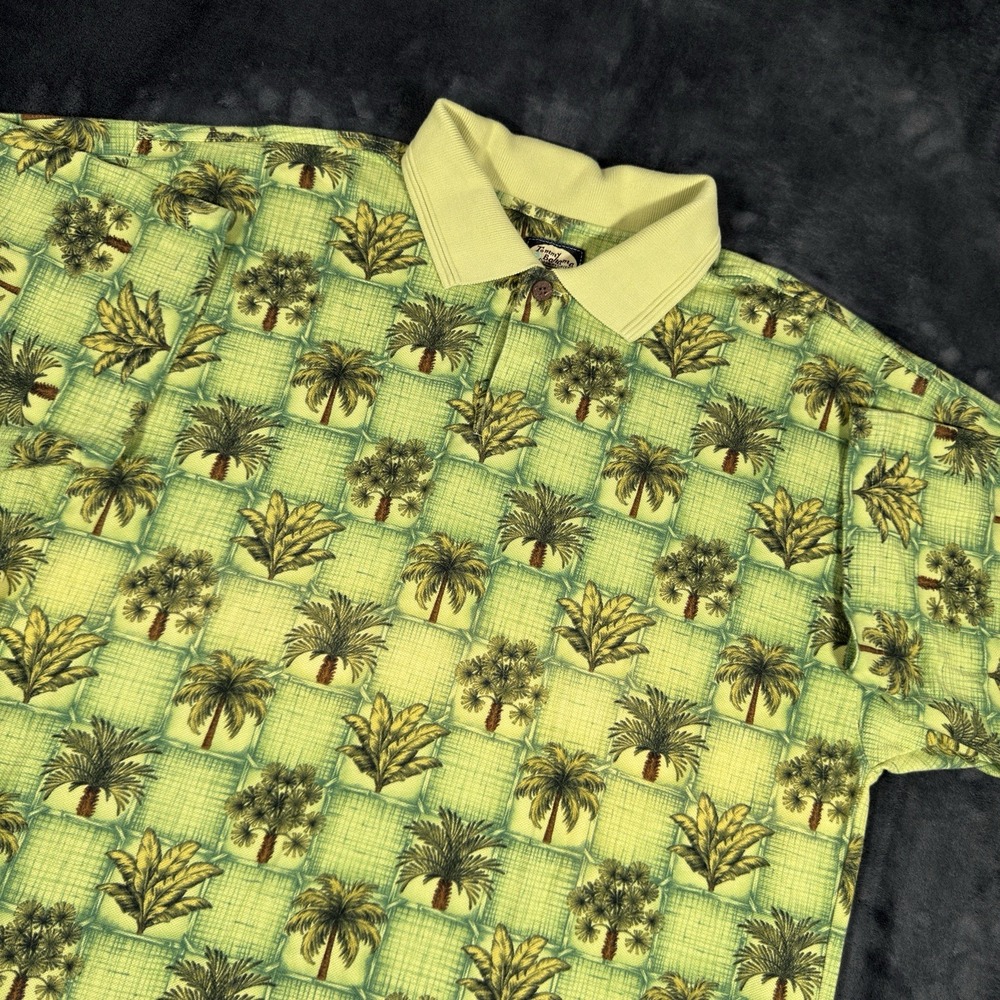 Tommy Bahama Polo Shirt Men's Large Multicolor AOP All Over Print Casual Vintage